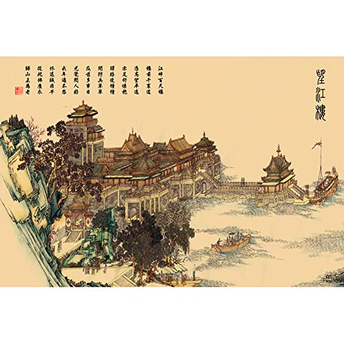 FFYUGO Erwachsene Holzpuzzles Wangjiang Tower Antike Chinesische Stil Poesie Attraktionen Kinder Puzzle Dekompression (500-6000 Teile),500 von FFYUGO