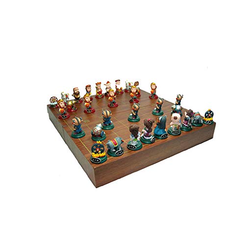 Schachbrett Tragbares Chinesisches Schach für Kinder Holzschach Schachbrett Harz Schachfiguren Figur Schachspiel, für Geburtstagsgeschenk Schachspiele von FGDIUCVN