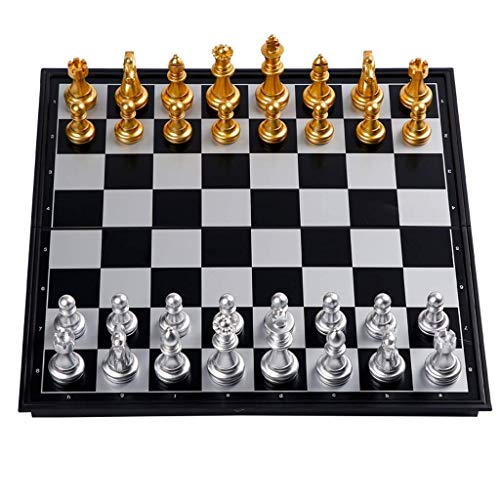 Traditionelle Spiele Schach, tragbares magnetisches Reiseschachspiel mit klappbarem Schachbrett, Schachspiel für Anfänger für Kinder und Erwachsene von FGDIUCVN