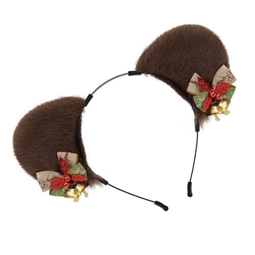 FGDTREE Mistelstirnband Pelzohr Pailletten Kopfwege Weihnachtsfeier Foto Requisiten Party Kopfwege Cosplay Accessoires von FGDTREE