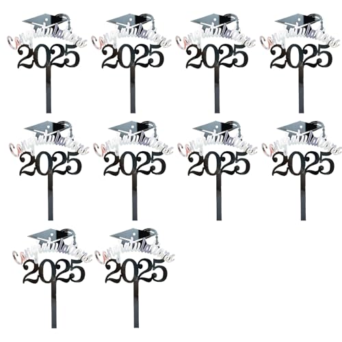 Set Von 10 Junggesellenhut Kuchen Metallic Paper Graduation Hutkuchen Dekorationen Für Dessert Abschlussfeier Feierlichkeiten Accessoires von FGDTREE