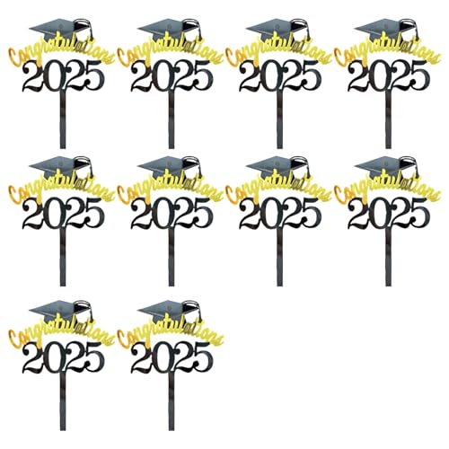 Set Von 10 Junggesellenhut Kuchen Metallic Paper Graduation Hutkuchen Dekorationen Für Dessert Abschlussfeier Feierlichkeiten Accessoires von FGDTREE