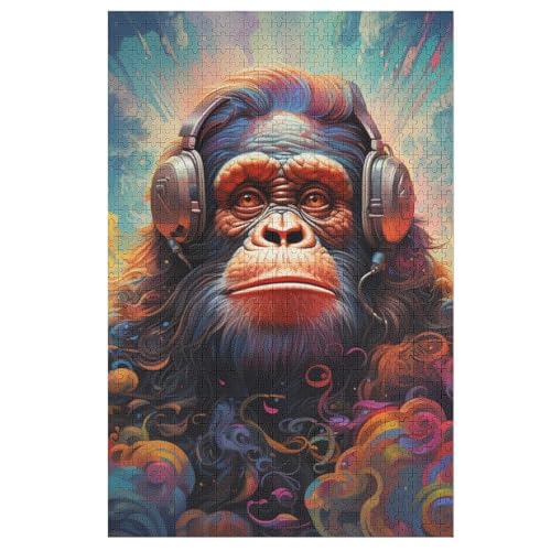 Gorilla Puzzles 1000 Teile Für Jugendliche Kreatives Holzpuzzlespielzeug Familienspiel Schwierigkeitsgrad Herausforderungspuzzles 78×53cm von FGHJHGG