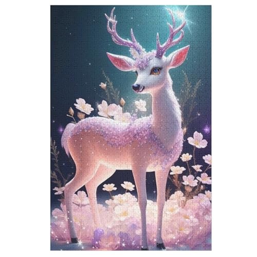 Hirsch Holzpuzzle 1000 Teile Klassische Puzzles Erwachsene Kinder Puzzle DIY Kit Holzspielzeug Einzigartiges Geschenk 78×53cm von FGHJHGG