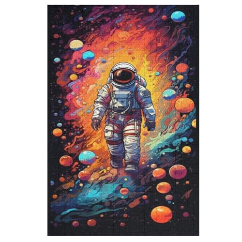 Holzpuzzles 1000 Teile Astronaut -Puzzle Für Jungen Und Mädchen, Schwierigkeitsgrad, Lernspiele, Familienspielzeug 78×53cm von FGHJHGG
