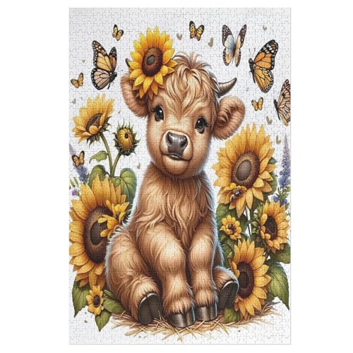 Holzpuzzles 1000 Teile Cute Kuh -Puzzle Für Jungen Und Mädchen, Schwierigkeitsgrad, Lernspiele, Familienspielzeug 78×53cm von FGHJHGG