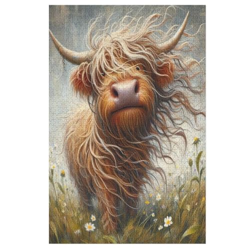 Holzpuzzles 1000 Teile Cute Kuh -Puzzle Für Jungen Und Mädchen, Schwierigkeitsgrad, Lernspiele, Familienspielzeug 78×53cm von FGHJHGG