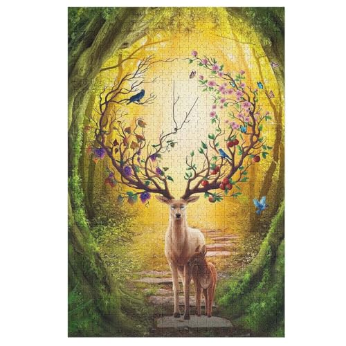 Holzpuzzles 1000 Teile Hirsch -Puzzle Für Jungen Und Mädchen, Schwierigkeitsgrad, Lernspiele, Familienspielzeug 78×53cm Holzpuzzles 1000 Teile Hirsch -Puzzle Für Jungen Und Mädchen, Schwierigkeitsgrad, Lernspiele, Familienspielzeug 78×53cm von FGHJHGG