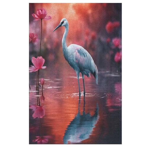 Holzpuzzles 1000 Teile Weißer Kran -Puzzle Für Jungen Und Mädchen, Schwierigkeitsgrad, Lernspiele, Familienspielzeug 78×53cm von FGHJHGG