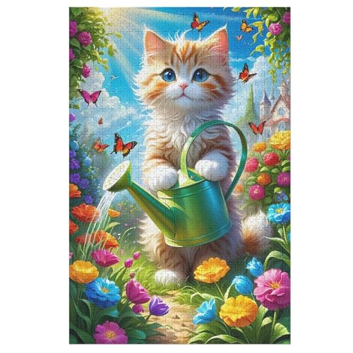 Katze Puzzle Für Erwachsene,1000-teiliges Puzzles, Für Kinder,Holzpuzzle,Lernspielzeug, 78×53cm von FGHJHGG
