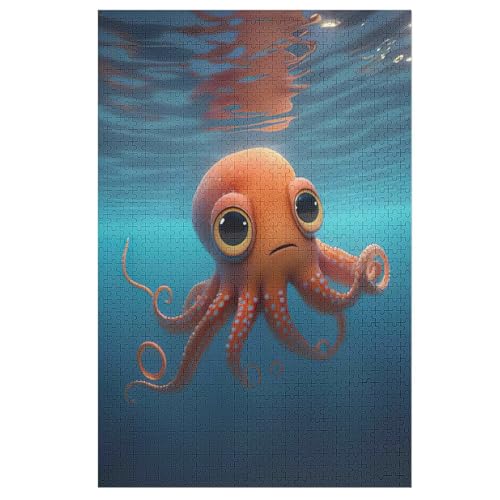 Oktopus Puzzles 1000 Teile Erwachsener Kniffel Spaß Für Die Ganze Familie, Holzpuzzle Kinder Erwachsene, Impossible Puzzle Schwer 78×53cm von FGHJHGG