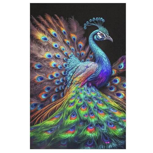 Pfau Holzpuzzle 1000 Teile, Knobelspiele Für Erwachsene, Teenager, Puzzles Unmögliche - Kinder Puzzle Zimmer Deko 78×53cm von FGHJHGG