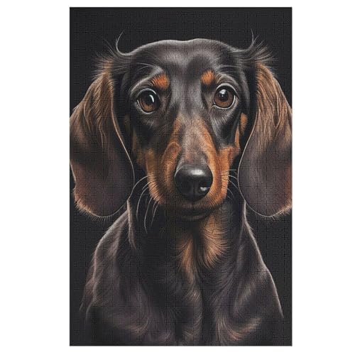Puzzle Dackel Dog, 1000 Puzzleteile Für Kinder, Holzpuzzles, Geeignet Für Erwachsene Lernspiel, 78×53cm von FGHJHGG