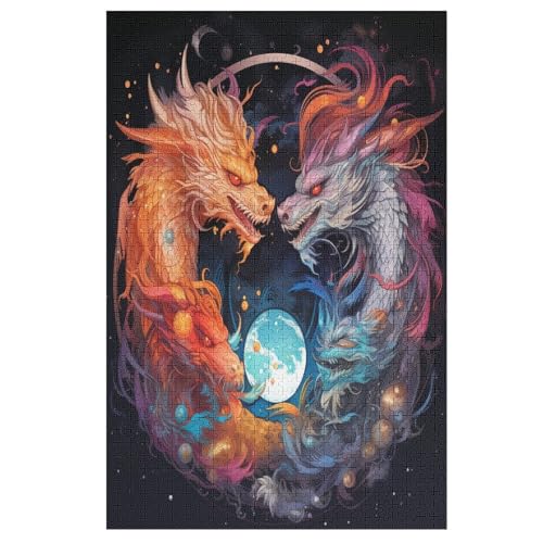 Puzzle Drache, 1000 Puzzleteile Für Kinder, Holzpuzzles, Geeignet Für Erwachsene Lernspiel, 78×53cm von FGHJHGG