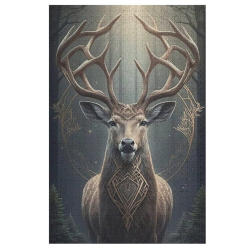 Puzzle Hirsch, 1000 Puzzleteile Für Kinder, Holzpuzzles, Geeignet Für Erwachsene Lernspiel, 78×53cm von FGHJHGG