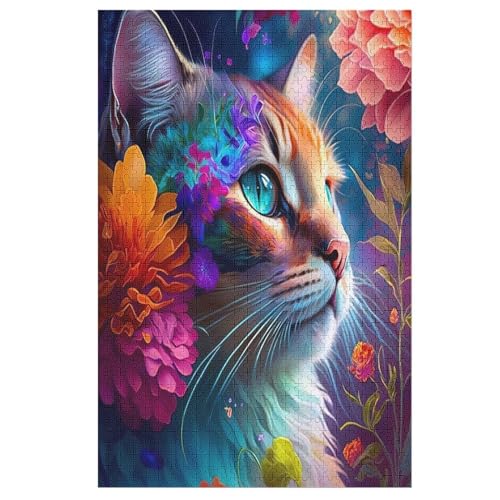 Puzzle Katze, 1000 Puzzleteile Für Kinder, Holzpuzzles, Geeignet Für Erwachsene Lernspiel, 78×53cm von FGHJHGG