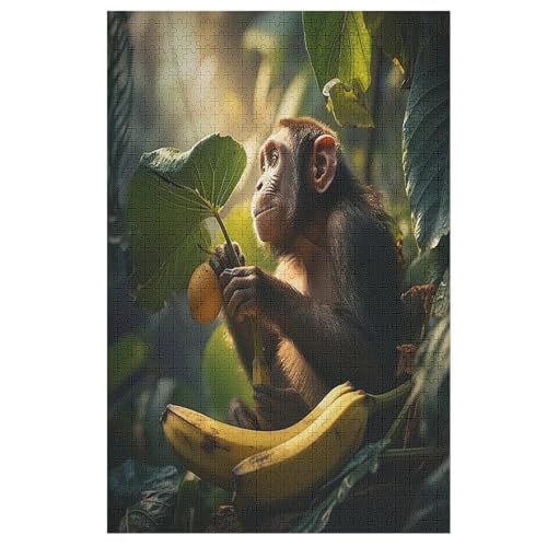 Puzzles AFFE, 1000 Teile, Puzzle Aus Holz Für Erwachsene Und Kinder Ab 12 Jahren, Lernspielzeug 78×53cm von FGHJHGG