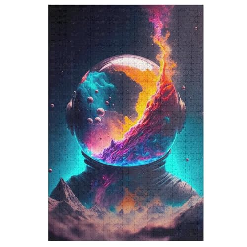 Puzzles Für Erwachsene, 1000 Teile, Astronaut, Kreative Holzpuzzles, Praktisches Spiel, Familiendekoration 78×53cm von FGHJHGG