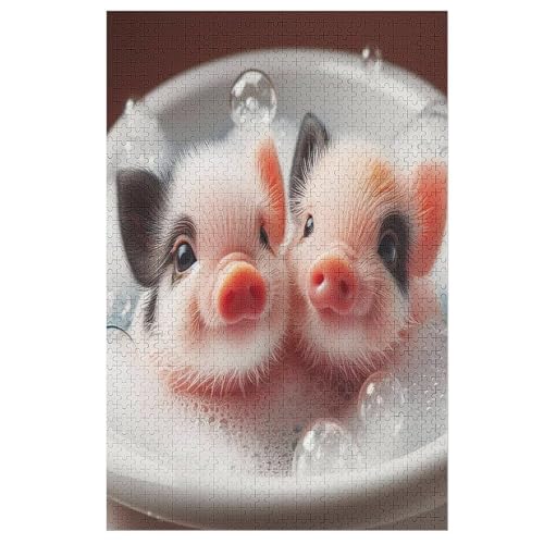 Süßes Schwein 1000 Teile Puzzles Für Erwachsene, Impossible Puzzle, Geschicklichkeitsspiel Für Die Ganze Familie, Kinder Holzpuzzle 78×53cm von FGHJHGG