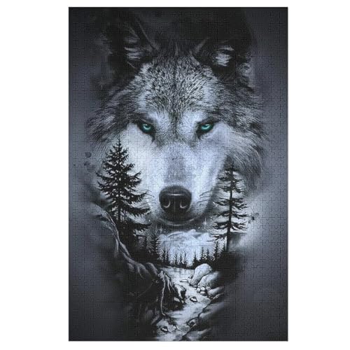 Wolf Holzpuzzle 1000 Teile Klassische Puzzles Erwachsene Kinder Puzzle DIY Kit Holzspielzeug Einzigartiges Geschenk 78×53cm Wolf Holzpuzzle 1000 Teile Klassische Puzzles Erwachsene Kinder Puzzle DIY Kit Holzspielzeug Einzigartiges Geschenk 78×53cm von FGHJHGG