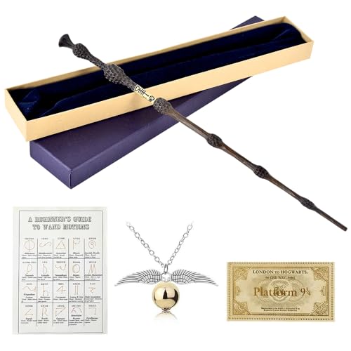FGJCJ Dumbledore Zauberstab, 35CM Elderstab Harry aus Stahlkern und Harz, Elderstab HPotter Magic Stab, Zauberstab Dumbledore in Geschenkbox mit Zauberspruch-Karte, Halskette und Stationsticket FGJCJ Dumbledore Zauberstab, 35CM Elderstab Harry aus Stahlkern und Harz, Elderstab HPotter Magic Stab, Zauberstab Dumbledore in Geschenkbox mit Zauberspruch-Karte, Halskette und Stationsticket von FGJCJ