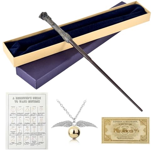 FGJCJ Harry Zauberstab, 35CM Harry P-Otter Zauberstab, Zauberstab Harry P-Otter aus Stahlkern und Harz, Harry Zauberstäbe in Geschenkbox mit Zauberspruch-Karte, Halskette und Stationsticket FGJCJ Harry Zauberstab, 35CM Harry P-Otter Zauberstab, Zauberstab Harry P-Otter aus Stahlkern und Harz, Harry Zauberstäbe in Geschenkbox mit Zauberspruch-Karte, Halskette und Stationsticket von FGJCJ