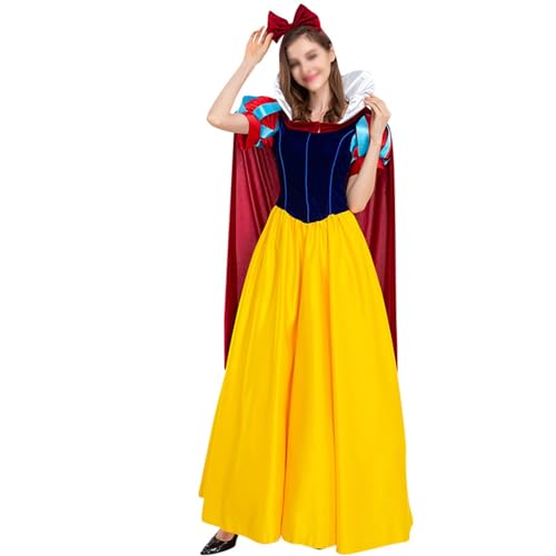 FGRID Damen Cosplay Prinzessin Kleid, Sexy Märchen Schneewittchen Kostüm, Plus Size Prom Halloween Kostüm Dress Up Outfit,Gelb,3XL von FGRID