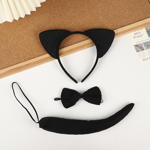 FGTOPBY katzenkostüm kinder,Tierkostüm Kinder, Tier Ohren Stirnband Fliege Tierpfoten Schwanz, Tier Verkleiden Set Halloween Party Cosplay Kostüm Accessoire von FGTOPBY