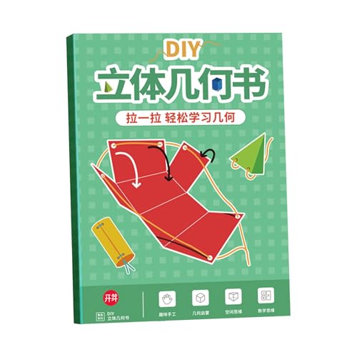 FGUUTYM 3D-Geometrie-Lernbuch mit Zugschnur, interaktives Lehrmittel für, Teenager und Kleinkindspielzeug (Green, One Size) von FGUUTYM