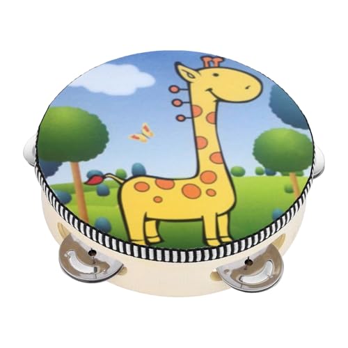 FGUUTYM Tamburin für Handgehaltenes Holztamburin Wird als einzelnes Tamburin geliefert Musiktamburin Schlaginstrument Musiker (Pink, One Size) von FGUUTYM