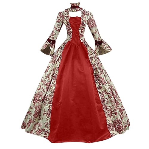 FGVFCS Mittelalterliche Damen-Kostüme, Renaissance-Kostüm, kurzärmelig, Gothic-Kleid, Ausverkauf für Halloween, Party, Vintage, Übergröße, elegantes Retro-/Gothic-Ballkleid, Wine48, 48 FGVFCS Mittelalterliche Damen-Kostüme, Renaissance-Kostüm, kurzärmelig, Gothic-Kleid, Ausverkauf für Halloween, Party, Vintage, Übergröße, elegantes Retro-/Gothic-Ballkleid, Wine48, 48 von FGVFCS