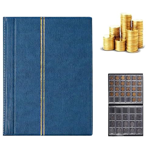 FGXY Münzsammelalbum 250 Taschen, Taschen Münzalbum, Münzsammlung Halter Album, Münzen sammeln Zubehör Aufbewahrungsorganizer, Münzen Album Buch, für 20/25/27/30mm Münzen (Blau) von FGXY