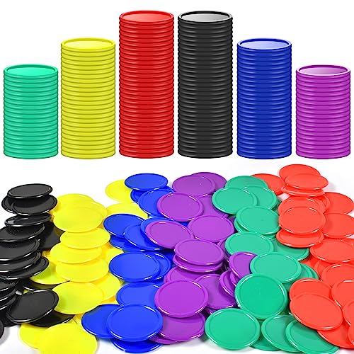 300 Stück Kunststoff Pokerchips 6 Farben,Mini Poker Chips Spielsteine,Kleine Lernzähler,Bingo Blanko Chips Karte für Kinder Belohnung1,18 Zoll （30mm） von FGen