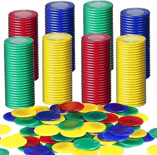 400 Pcs Pokerchips 4 Farben Bingo Chips,Kinder Zählchips zum,Mini Poker Chips Spielsteine,Bingo Blanko Chips Karte2,2 cm,0.86 Zoll von FGen