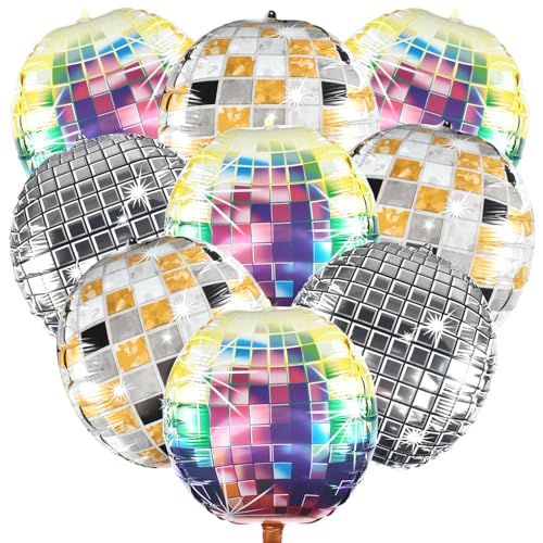 9PCS Discokugel Luftballon,22 Zoll Disko Folien Ballons,4D-Kugel Spiegel Metallic Luftballons,Disco Party Deko Ballons,Geeignet für Disco-Themenparty, Geburtstag Hochzeit Baby Party von FGen