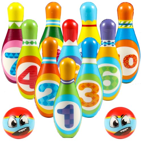 FGen 12 Stück Bowling Set Kinder,Mini Drin und Draußen Spielzeug,kegelspiel für Kinder,Dosenwerfen Spielzeug für Kinder Ball Set ab 3 Jahre Mädchen Junge FGen 12 Stück Bowling Set Kinder,Mini Drin und Draußen Spielzeug,kegelspiel für Kinder,Dosenwerfen Spielzeug für Kinder Ball Set ab 3 Jahre Mädchen Junge von FGen