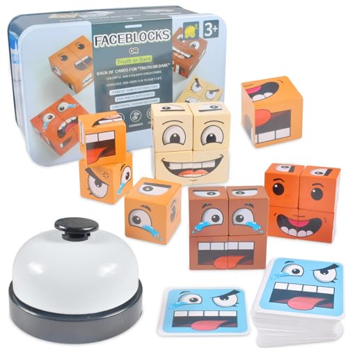 FGen Montessori interaktiver Emoji-Block, Puzzle-Würfel aus Holz, interaktiver Emoji-Block, Bausteine für Kinder ab 3 Jahren von FGen