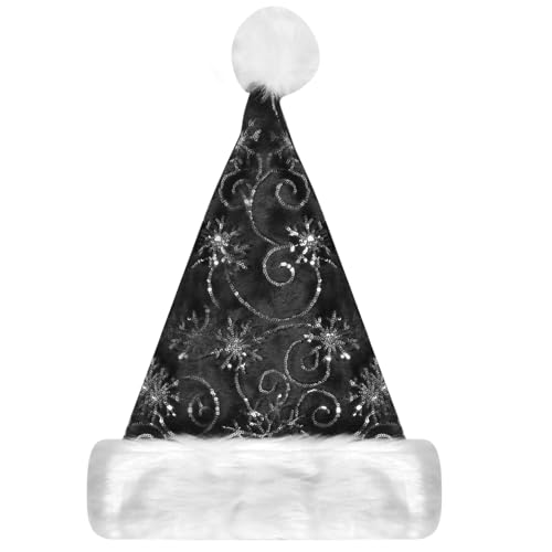 FGen Weihnachtsmütze schwarz,Weihnachtsmütze,Erwachsener Weihnachtsmütze,Silberstickerei Weihnachtsmütze,Plüsch Rand Weihnachtsmütze,Plüschkrempe Weihnachtsmann,Weihnachtsmann mütze FGen Weihnachtsmütze schwarz,Weihnachtsmütze,Erwachsener Weihnachtsmütze,Silberstickerei Weihnachtsmütze,Plüsch Rand Weihnachtsmütze,Plüschkrempe Weihnachtsmann,Weihnachtsmann mütze von FGen
