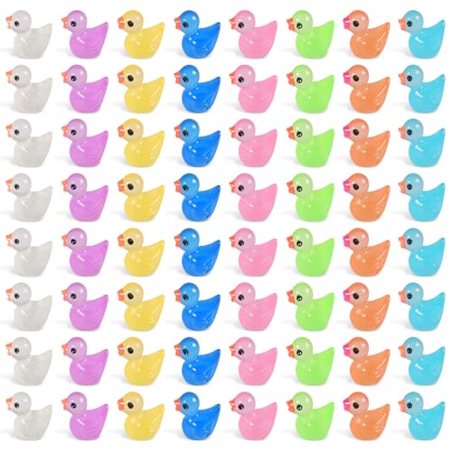 Mini Harz Enten 100 Stück,Mini Enten Figuren Miniatur Enten,Mini Harz Enten zum Basteln, für DIY Potting Micro Landschaft Dekorationen Lieferungen (Multicolor) von FGen