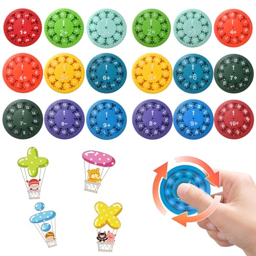 FHBHJNATC 18 Stück Mathe Fidget Spinner, Math Fidget Spinner, Fidget Spinner Mathe, EIN Satz von Addition und Subtraktion, EIN Satz von Multiplikation und Division, Mathe-Unterrichtsspiele von FHBHJNATC