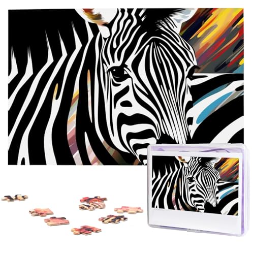 Abstrakte Tier-Zebra-Puzzles 1000 Teile, Puzzle aus Fotos, herausforderndes Puzzle für Erwachsene, personalisierte Holzpuzzle-Geschenke für Familie, Hochzeit, Geburtstag, 74,9 x 50 cm Abstrakte Tier-Zebra-Puzzles 1000 Teile, Puzzle aus Fotos, herausforderndes Puzzle für Erwachsene, personalisierte Holzpuzzle-Geschenke für Familie, Hochzeit, Geburtstag, 74,9 x 50 cm von FHEDVBN
