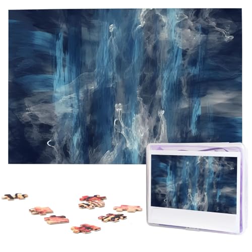 Abstrakte blaue Puzzles 1000 Teile, Puzzle aus Fotos, herausforderndes Puzzle für Erwachsene, personalisierte Holzpuzzle-Geschenke für Familie, Hochzeit, Geburtstag, 74,9 x 50 cm Abstrakte blaue Puzzles 1000 Teile, Puzzle aus Fotos, herausforderndes Puzzle für Erwachsene, personalisierte Holzpuzzle-Geschenke für Familie, Hochzeit, Geburtstag, 74,9 x 50 cm von FHEDVBN