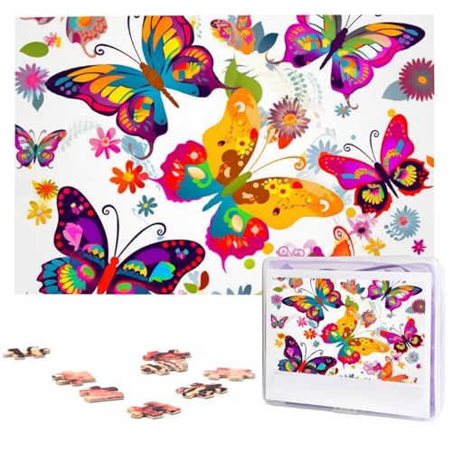 Bunte Schmetterlinge und Blumen, Puzzle, 1000 Teile, Puzzle aus Fotos, herausforderndes Puzzle für Erwachsene, personalisierte Holzpuzzle, Geschenke für Familie, Hochzeit, Geburtstag, 74,9 x 50 cm Bunte Schmetterlinge und Blumen, Puzzle, 1000 Teile, Puzzle aus Fotos, herausforderndes Puzzle für Erwachsene, personalisierte Holzpuzzle, Geschenke für Familie, Hochzeit, Geburtstag, 74,9 x 50 cm von FHEDVBN