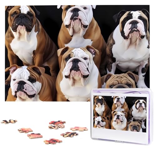 Englische Bulldoggen Puzzles 1000 Teile, Puzzle aus Fotos, herausforderndes Puzzle für Erwachsene, personalisierte Holzpuzzle-Geschenke für Familie, Hochzeit, Geburtstag, 74,9 x 50 cm Englische Bulldoggen Puzzles 1000 Teile, Puzzle aus Fotos, herausforderndes Puzzle für Erwachsene, personalisierte Holzpuzzle-Geschenke für Familie, Hochzeit, Geburtstag, 74,9 x 50 cm von FHEDVBN