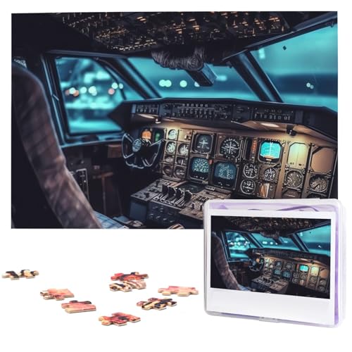 Flugzeug-Cockpit-Puzzles 1000 Teile, Puzzle aus Fotos, herausforderndes Puzzle für Erwachsene, personalisierte Holzpuzzle-Geschenke für Familie, Hochzeit, Geburtstag, 74,9 x 50 cm Flugzeug-Cockpit-Puzzles 1000 Teile, Puzzle aus Fotos, herausforderndes Puzzle für Erwachsene, personalisierte Holzpuzzle-Geschenke für Familie, Hochzeit, Geburtstag, 74,9 x 50 cm von FHEDVBN