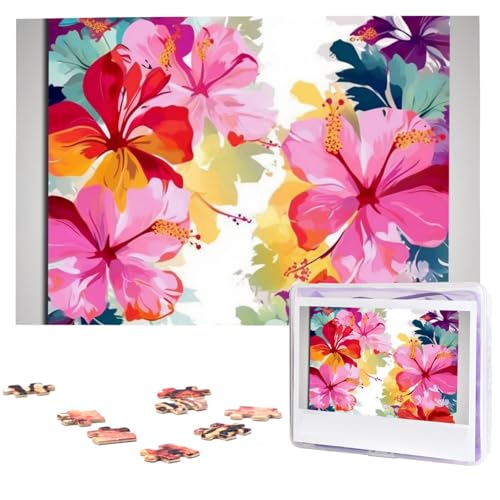 Hawaiianische Blumendruck-Puzzles 1000 Teile, Puzzle aus Fotos, herausforderndes Puzzle für Erwachsene, personalisierte Holzpuzzle-Geschenke für Familie, Hochzeit, Geburtstag, 74,9 x 50 cm Hawaiianische Blumendruck-Puzzles 1000 Teile, Puzzle aus Fotos, herausforderndes Puzzle für Erwachsene, personalisierte Holzpuzzle-Geschenke für Familie, Hochzeit, Geburtstag, 74,9 x 50 cm von FHEDVBN