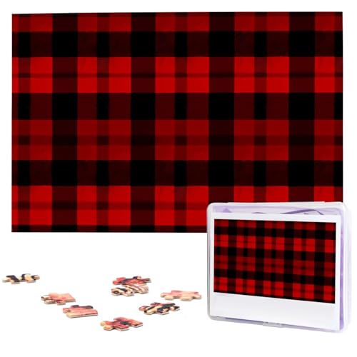 Karierte rote und schwarze Puzzles 1000 Teile, Puzzle aus Fotos, herausforderndes Puzzle für Erwachsene, personalisierte Holzpuzzle-Geschenke für Familie, Hochzeit, Geburtstag, 74,9 x 50 cm Karierte rote und schwarze Puzzles 1000 Teile, Puzzle aus Fotos, herausforderndes Puzzle für Erwachsene, personalisierte Holzpuzzle-Geschenke für Familie, Hochzeit, Geburtstag, 74,9 x 50 cm von FHEDVBN