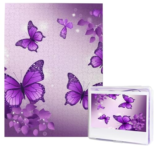 Lila Schmetterlinge Puzzles 500 Teile, Puzzle aus Fotos, herausforderndes Puzzle für Erwachsene, personalisierte Holzpuzzle-Geschenke für Familie, Hochzeit, Geburtstag, 51,8 x 38,1 cm Lila Schmetterlinge Puzzles 500 Teile, Puzzle aus Fotos, herausforderndes Puzzle für Erwachsene, personalisierte Holzpuzzle-Geschenke für Familie, Hochzeit, Geburtstag, 51,8 x 38,1 cm von FHEDVBN