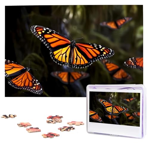 Monarch Schmetterlinge Puzzles 1000 Teile, Puzzle aus Fotos, herausforderndes Puzzle für Erwachsene, personalisierte Holzpuzzle-Geschenke für Familie, Hochzeit, Geburtstag, 74,9 x 50 cm Monarch Schmetterlinge Puzzles 1000 Teile, Puzzle aus Fotos, herausforderndes Puzzle für Erwachsene, personalisierte Holzpuzzle-Geschenke für Familie, Hochzeit, Geburtstag, 74,9 x 50 cm von FHEDVBN