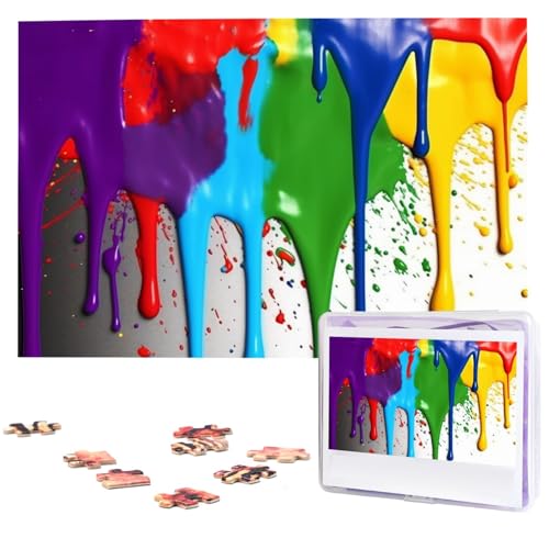 Paint Splatter Backdrop Puzzles 1000 Teile, Jigsaw Puzzle from Photos, Challenging Puzzle for Adults, Personalized Wooden Puzzle Gifts for Family, Wedding Birthday 74.9 cmx50.0 cm von FHEDVBN